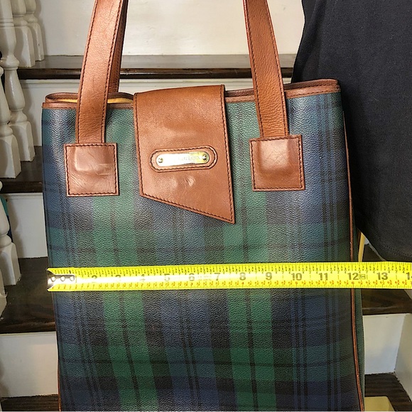 RALPH LAUREN Black Watch Coated Canvas Waxed Leather Shopper Baby Toddler Bag - Picture 11 of 17